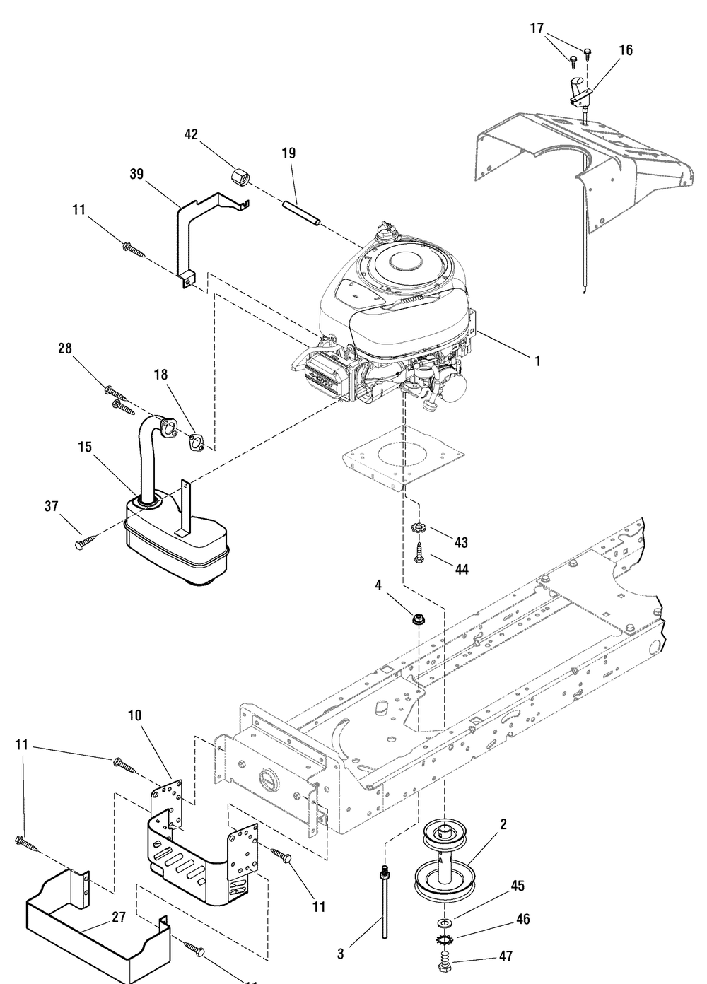 Engine Group - 12.5hp Briggs And Stratton Diagram and Parts List for 7800565-RT125380 2009 Briggs and Stratton Lawn Tractor